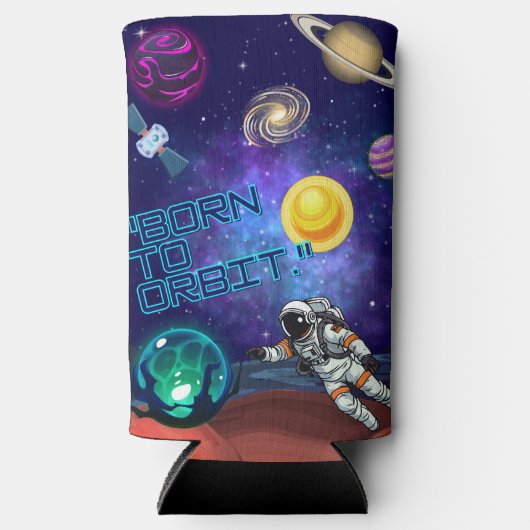 GEBOREN IN EEN BAAN OM DE AARDE SELTZER BLIKJESKOELER (Voorkant)