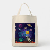 GEBOREN IN EEN BAAN OM DE AARDE TOTE BAG (Achterkant)