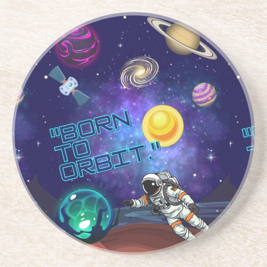 GEBOREN IN EEN BAAN OM DE AARDE ZANDSTEEN ONDERZETTER (Voorkant)