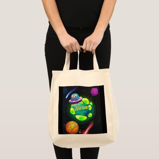 Geboren in een baan tote bag (Voorkant (product))