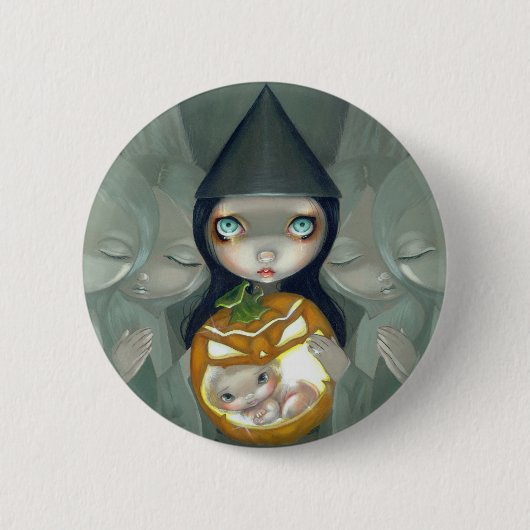 "Geboren in een pompoenButton" Ronde Button 5,7 Cm (Voorkant)