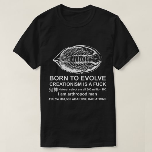 Geboren in Evolve - Meme, Trilobite, Arthropod, ge T-shirt (Design voorkant)