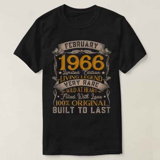 Geboren in februari 1966 56e verjaardag van de ge t-shirt (Design voorkant)