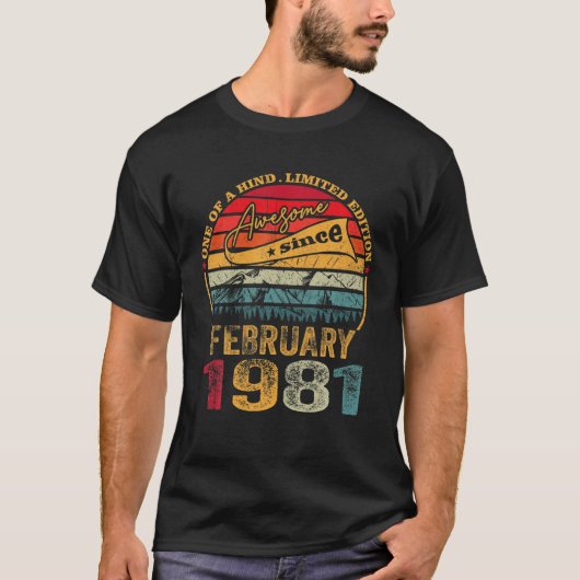 Geboren in februari 1981 40th Birthday Retro 40 JA T-shirt (Voorkant)