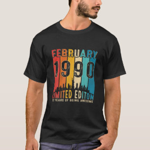 geboren in februari 1990 32e verjaardag 32 yea t-shirt