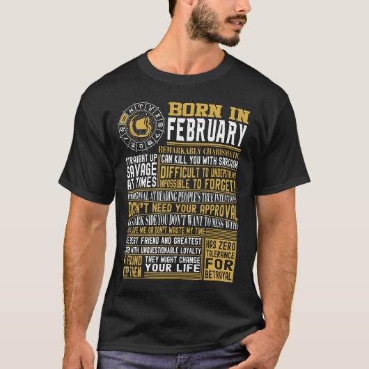 Geboren in februari t-shirt (Voorkant)