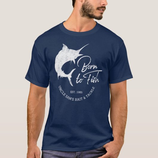 Geboren in Fish Marlin Custom Vist Business T-shirt (Voorkant)