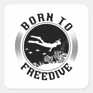 Geboren in Freedive SpearFishing Freediving Freedi Vierkante Sticker