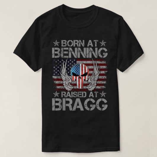 Geboren in Ft Benning Raised Fort Bragg Airborne V T-shirt (Design voorkant)