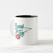 Geboren in Fun Age Graphic 50 jaar Tweekleurige Koffiemok (Voorkant links)