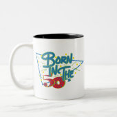 Geboren in Fun Age Graphic 50 jaar Tweekleurige Koffiemok (Links)