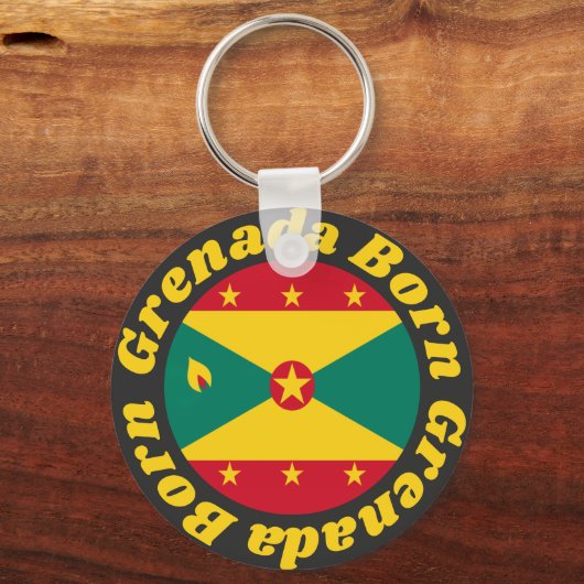 Geboren in Grenada | Schattigee Grenada-vlag met g Sleutelhanger (Voorkant)