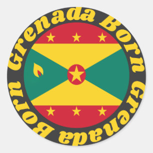 Geboren in Grenada Schattigee Grenadiaanse vlag Ronde Sticker