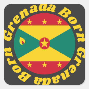 Geboren in Grenada   Schattigee Grenadiaanse vlag  Vierkante Sticker