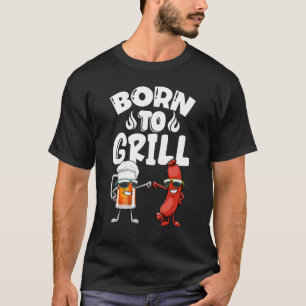 Geboren in grill Hot Dogs & Beer Women Foodie Saus T-shirt