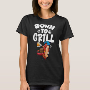 Geboren in grill Hot Dogs & Beer Women Foodie Saus T-shirt