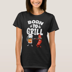 Geboren in grill Hot Dogs & Beer Women Foodie Saus T-shirt
