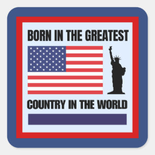 Geboren in het grootste land ter wereld vierkante sticker