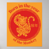 Geboren in het jaar van de aap - Chinese Zodiac Poster (Voorkant)