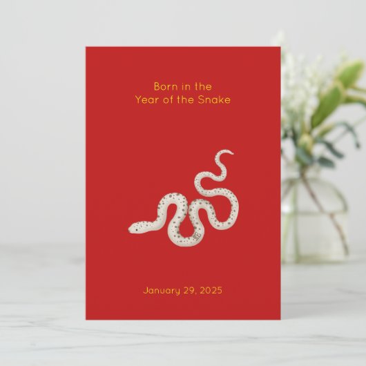 "Geboren in het jaar van de Slang" Baby Aankondigi (Staand voorkant)