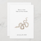 "Geboren in het jaar van de Slang" Baby Aankondigi (Voorkant / Achterkant)