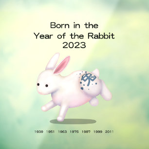 Geboren in het Jaar van het konijn 2023 Zodiac Sig Raamsticker