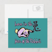 Geboren in het Jaar van het Konijn Chinese Zodiac Feestdagenkaart (Voorkant / Achterkant)
