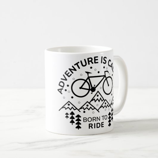 Geboren in het ride Mountain-ontwerp Koffiemok (Voorkant rechts)