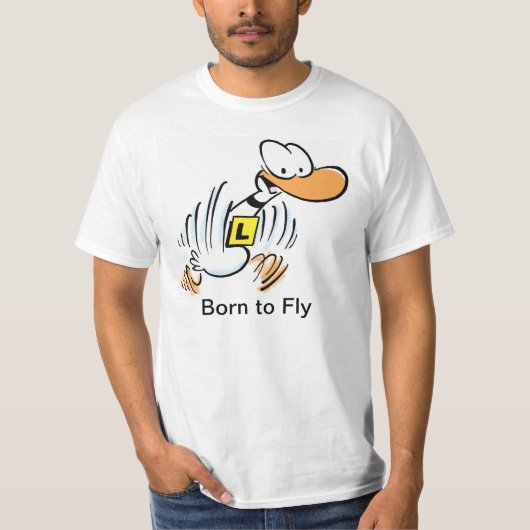 Geboren in het Shirt van de Fly Aviation Cartoon (Voorkant)