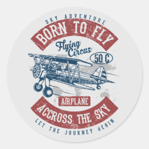 Geboren in het vliegveld van Fly Sky Ronde Sticker