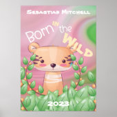 Geboren in het Wild Kinder Room Poster met naam en (Voorkant)