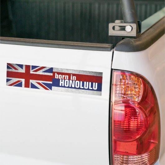 Geboren in Honolulu Bumpersticker (Op Truck)