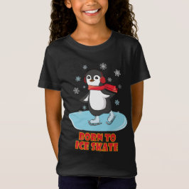 Geboren in Ice Schaats Cute Penguin T-shirt