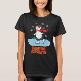 Geboren in Ice Schaats Cute Penguin T-shirt