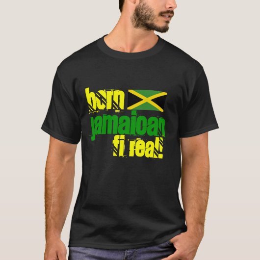 Geboren in Jamaican Fi Real Jamaica T-Shirt (Voorkant)