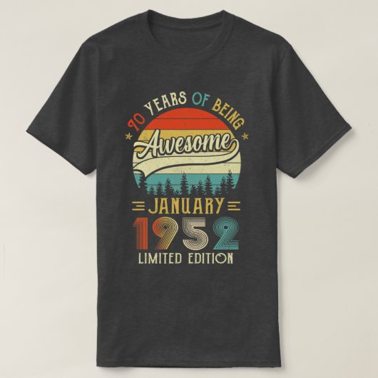 Geboren in januari 1952 70e verjaardag, 1952 70 ja t-shirt (Design voorkant)