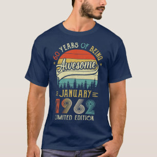 Geboren in januari 1962 60e verjaardag, 1962 60 ja t-shirt