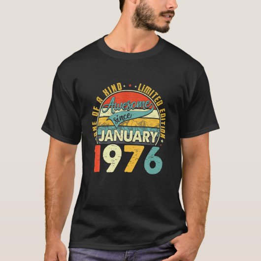 Geboren in januari 1976 46th Birthday Gift Retro 4 T-shirt (Voorkant)