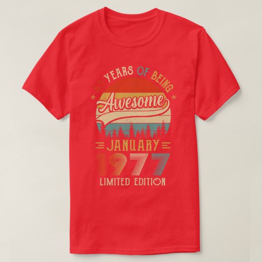 Geboren in januari 1977 45e verjaardag, 1977 45 ja t-shirt (Design voorkant)