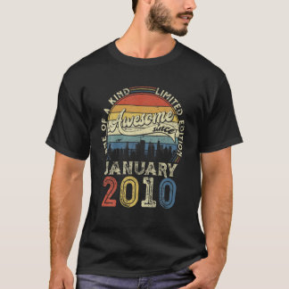 Geboren in januari 2010 12 jaar T-shirt Vintage 12