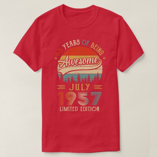 Geboren in juli 1957 65e verjaardag in 1957 65 jaa t-shirt (Design voorkant)
