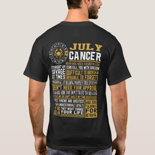 Geboren in juli in kankerfeiten t-shirt (Achterkant)