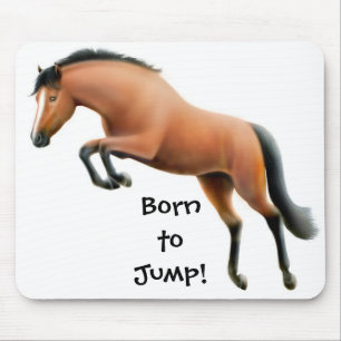 Geboren in Jump Thoroughbred Horse Mousepad Muismat