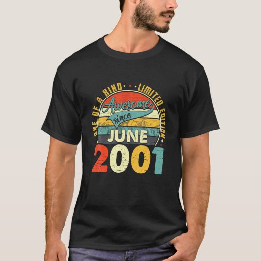 Geboren in juni 2001 20e verjaardag 20 jaar terugg t-shirt (Voorkant)