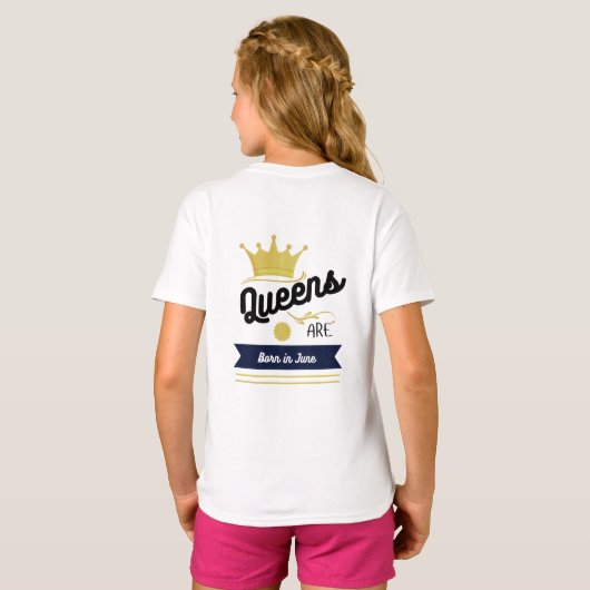 Geboren in juni - Gold Crown Verjaardag Ontwerp vo T-shirt (Achterkant volledig)