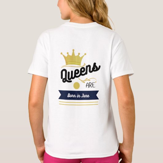 Geboren in juni - Gold Crown Verjaardag Ontwerp vo T-shirt (Achterkant)