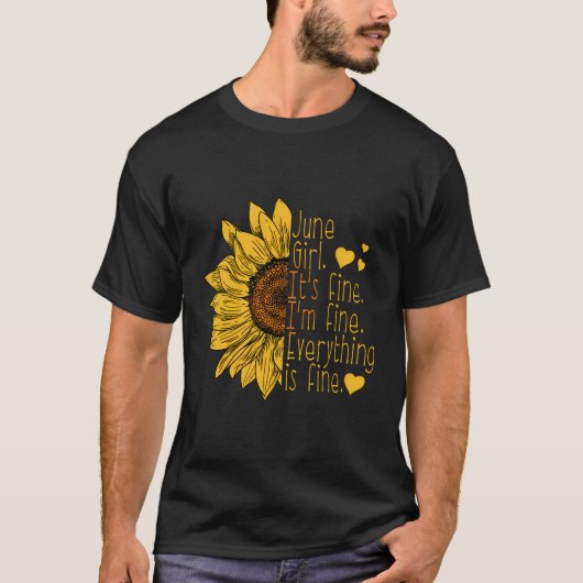 Geboren in Juni Zonnebloem Verjaardagscadeau Vrouw T-shirt (Voorkant)