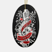 Geboren in kerstversiering keramisch ornament (Links)