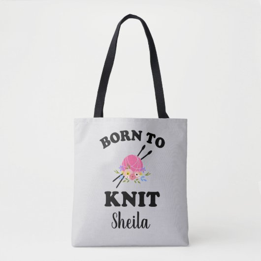 Geboren in Knit Knitter Knitting Tote Bag (Voorkant)