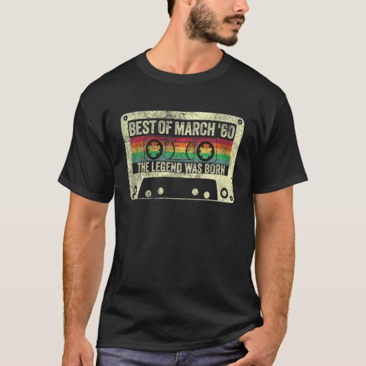 Geboren in maart 1960 60th Birthday Gift  Mannen W T-shirt (Voorkant)